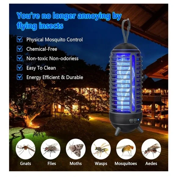 NWT! LED Light Bug Zapper Rechargeable 2in1 Wireless Insect Killer Lamp 2500mAh - Picture 9 of 13